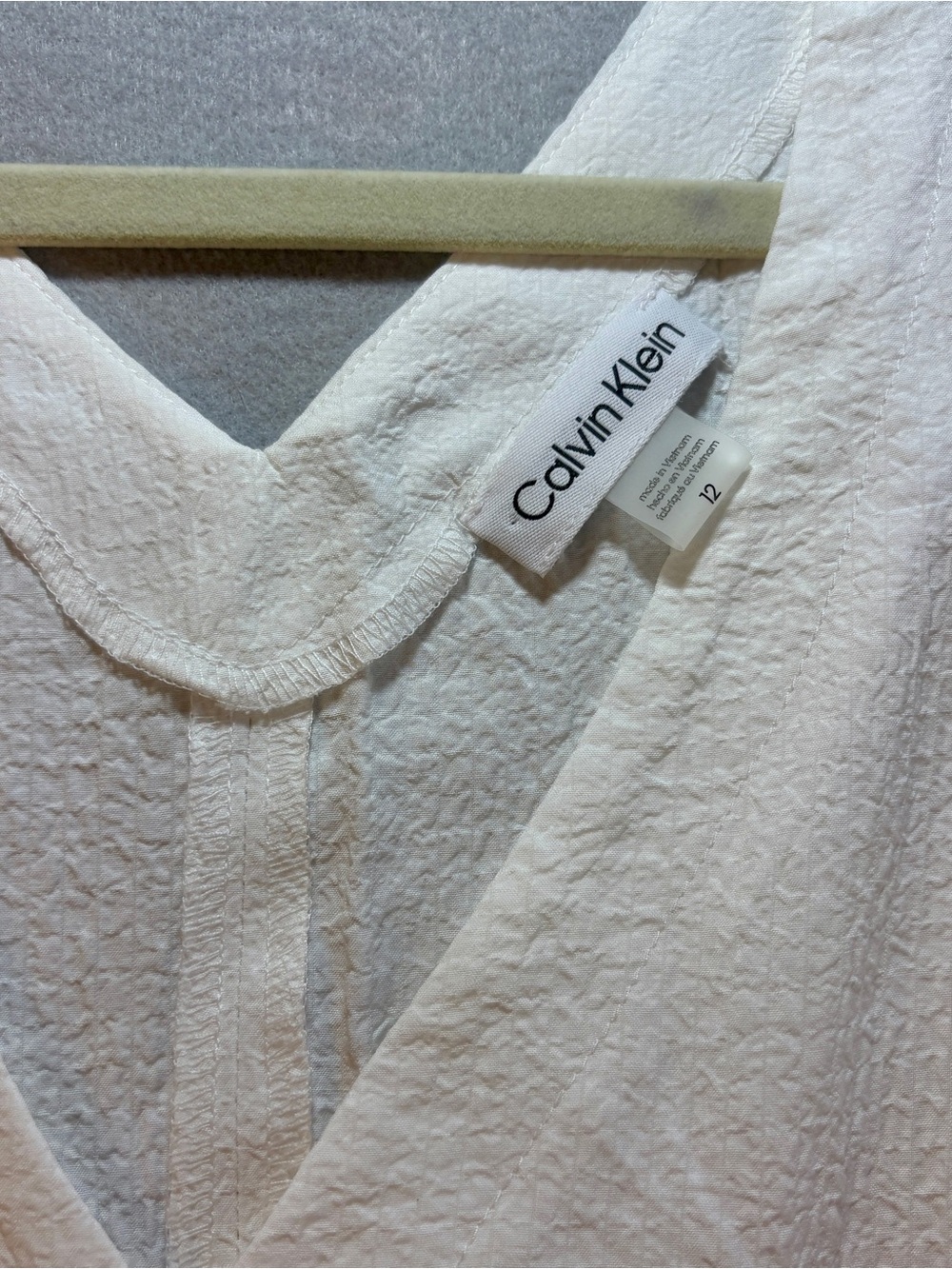 Calvin Klein White Ruffled Sleeveless Dress with Waist Tie - Picture 2 of 4
